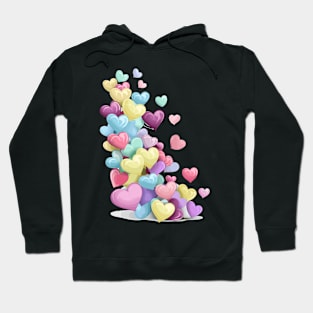 Valentines Day Colorful Pastel Hearts Happy Valentines Day Hoodie